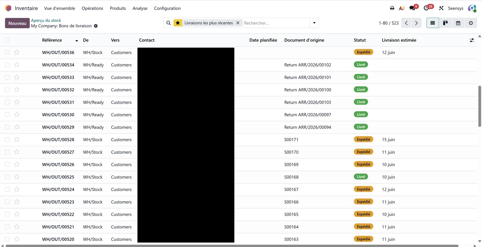 REAV ERP — logistics: serial-level multi-warehouse stock with multi-carrier labels and costs computed at order time
